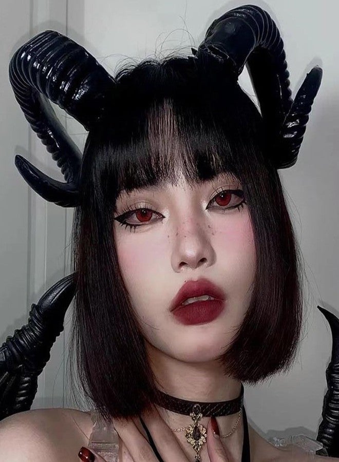 Moyubath Devil Horns Headband, Black Antlers Gothic Steampunk Demon Horns Headband for Halloween Fancy Dress Costume Photo Props - Image 4